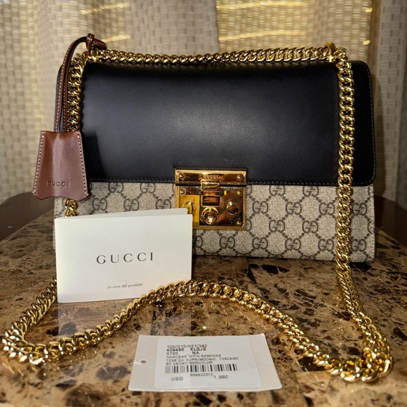 Gucci Padlock Medium GG Supreme Shoulder Bag - Leather, Gold Chain, Near-Mint - Picture 12 of 12